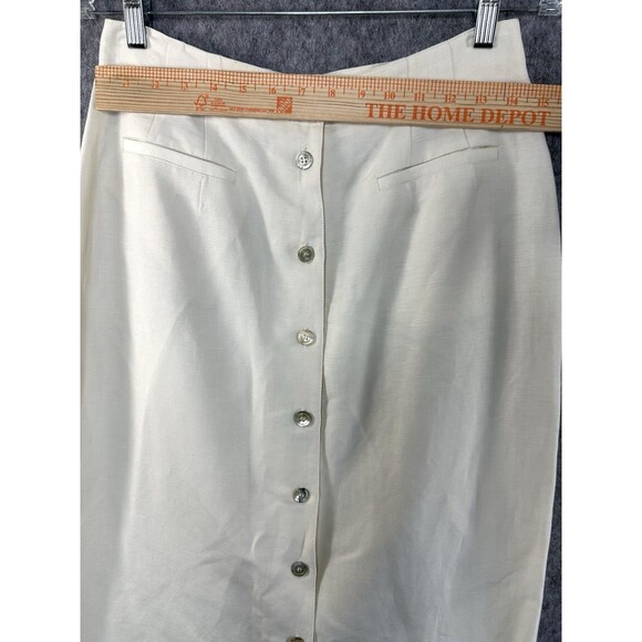 Emma James Liz Claiborne Women's Maxi Skirt Ivory Linen Blend Size 10 Coastal - Picture 6 of 7
